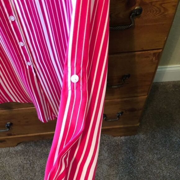 Jones New York  Pink and White Striped Blouse - Picture 4 of 6